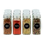 ZENO Spice Jars with Shaker Lids - Set of 12 | Spice Shaker Jars | Spice Jars with Lids | Glass Storage Bottles | Screw Top | Herb Containers | Seasoning Shaker | Empty Jars with Labels