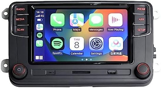 Rilycay RCD330 RCD360 Double Din Car Stereo with Carplay AndroidAuto Touchscreen in-Dash Car Radio with Bluetooth Mirrorlink for Golf 5 6 MK5/K6 Polo Passat B6/B7 CC Tiguan 6RD035187B (RCD330-red light)