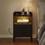 YITAHOME Black Bedside Table with C