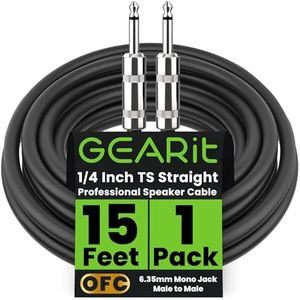 GearIT Professional Speaker Cable (15ft) 12AWG Pure Copper 1/4 inch to 1/4 inch TS Straight Male to Male for Amplifier, Speaker Cabinet, PA and DJ Audio