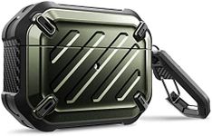 SupCase Unicorn Beetle Pro Series Case Designed for Airpods Pro, Full-Body Rugged Protective Case with Carabiner for Apple Airpods Pro (DarkGreen)