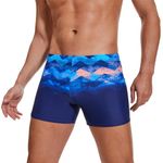 AMZSPORT Swimming Trunks Men, Quick Dry Swim Shorts Beach Board Swimwear, Blue M