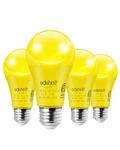 EDISHINE Halloween Yellow LED Bulb, 14W 500LM Yelllow Light Bulbs, 60W Equivalent, A19 LED Bulb Yellow for Halloween, Christmas, Front Porch, 4 Pack, ETL Listed