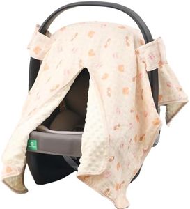 2-in-1 Baby Car Seat Cover, Baby Car Seat Canopy, Mom Nursing Cover，Easy to Install Shield，Multi-Purpose | Winter Warm & Summer Shade Use (Light Pink)