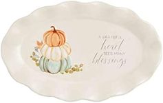 Mud Pie Sentiment Plate, Thankful, 8" x 5"