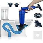 Air Pump Drain Unblocker Heavy Duty,High Pressure Toilet Plunger Sewer Dredge Cleaning Tool, Sink Unblocker with 4 Suckers for Kitchen Bathtub Shower