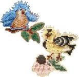 2 Kit Bundle, Counted Glass Beads : Bye Bye Birdie (Blue) and Goldie Finch