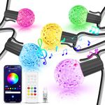 IKERY LED String Lights USB Outdoor IP65 Dreamcolor Fairy Lights, 15m/49ft G40 Globe Dimmable Shatterproof Bulbs with APP RF Remote Control for Indoor Party Garden Gazebo Patio Xmas Decor