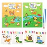 GZCY 2 Pack Paint with Water Coloring Books Kit - Water Color Painting Paper Arts and Crafts for Kids Ages 3 4 5 6 7 8 Year Old - Travel Activities Toys (Animal & Insect)