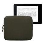 kwmobile Neoprene e-Reader Pouch Size 6,8-7" eReader - Universal eBook Sleeve Case with Zipper - Dark Green