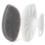 HieerBus Silicone Face Scrubber, Facial Cleansing Brush Silicone Face Wash Brush,Gentle Exfoliator Pad & Massager, for Men Women Cleansing and Exfoliating(White+Gray)…