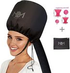 Bonnet Hair Dryer Attachment-W/ 10 Silicone Hair Curlers-Extra Large Adjustable Soft Hooded Hair Dryer Bonnet With Extra Long Hose For Drying,Styling,Curling&Deep Conditioning Fits All Head&Hair Sizes