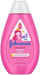 Johnson's Baby Shiny Soft TearFree Kids' Shampoo with Argan Oil Silk Proteins Paraben Sulfate DyeFree Formula Hypoallergenic Gentle for Toddler's Hair, 13.6 Fl Oz