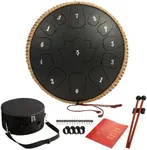 Steel Tongue Drum - 12-Inch 13-Notes Tongue Drum, D Major Outdoor Rain Drum With Tote Bag, Music Book, and Hand-Held Drumsticks (Black)
