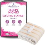 Slumberdown Sleepy Nights Electric Blanket Double - Warm & Cosy 3-Heat Settings BEAB Approved Heated Blanket for Bed - Comfortable, Easy Fit Straps, Machine Washable (135cm x 120cm)