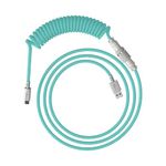 HyperX Coiled Cable - Durable Coiled Cable, Stylish Design, 5-Pin Aviator Connector, USB-C to USB-A - Light Green/White (6J681AA)