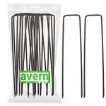 Avern 100 pack of 6 inch Garden Securing Peg for weed fabric, netting, fleece, groundsheets, landscape fabrics, polythene sheeting, chicken wire, membrane (100, 6"/150mm, Steel)