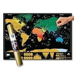 Global Walkabout Scratch Off Map with colours background – Deluxe Travel Size World Map Poster – Countries and Facts – Travel Gift (Black)