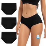 INNERSY Women's Heavy Flow Period Underwear High Waisted Leakproof Postpartum Panties 3-Pack(3 Black,Large)