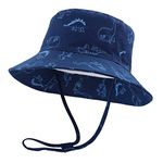 RAOEXI Baby Sun Protection Hat UPF50+ Toddler Girls Summer Bucket Boys Beach Hats Wide Brim Kids Play Hat Cap Outdoor (18.9''(6-12 Months), Navy)
