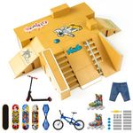 WINNER PRO Finger Skateboard Ramp 20 PCS Set - Fingerboard Skate Park Kit, Mini Finger Toy Set with Fingerboards Bike Scooters Mini Short Finger Skateboard Ramp Decks for Kids Birthday Gift