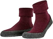 FALKE Men's Cosyshoe Slipper Socks, Cozy Warm, Merino Wool, Thick House Socks for Winter and Fall, Grips On Sole, Red (Barolo 8596), 6.5-7.5, 1 Pair