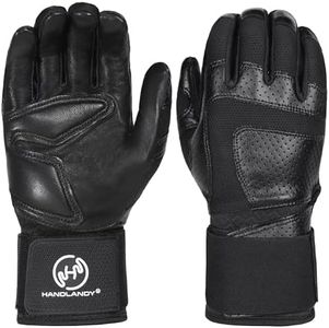 HANDLANDY Baseball Batting Gloves for Men & Women, Breathable Softball Batting Gloves with Long Cuff for Adult(Black,XX-Large)