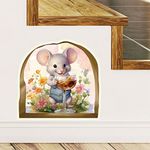 Cute Mouse Hole Wall Decor Sticker Glow in The Dark, Mouse Drinking Wine Funny Wall Art Decals, Adorable Peel and Stick Mice Room Decor, Classroom, Bedroom, Bookcase Decoration