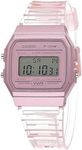 CASIO Unisex Led Light Transluscent Case Digital Watch, Grey Dial, Pink Band