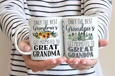 Only The Best Grandma Grandpa Get Promoted Mug Set Personalized Pregnancy Announcement to Grandparents Mugs Great Grandma Grandpa Cups