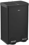 Cooks Professional Dual Recycle Pedal Bin 60L | Removable Double Compartments with Soft-Close Lids | Twin Section Dustbin for Recycling/Waste | Black Kitchen & Office Trash Bins (30L+30L)