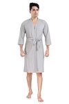 HotGown Men's Terry Cotton Premium Bathrobe | Full Sleeves Grey | (S, Grey)