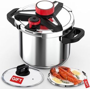 18/8 Stainless Steel Pressure Cooker 10 Quart, [One-Hand Locking] Pressure Cooker, [3-In-1] Olla de Presion, Induction Compatible, Gas Stovetop Compatible,Includes Glass Lid & Steamer Rack（N6）
