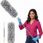 Force24 - Microfiber Feather Duster Bendable & Extendable Fan Cleaning with 100 inches Expandable Pole Handle for High Ceiling Fans,Window Blinds, Furniture