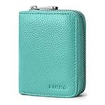 Goopai RFID 20 Card Slots Credit Card Holder Genuine Leather Accordion Card Case Small Wallet for Women or Men with Zipper (Tiffany Blue)