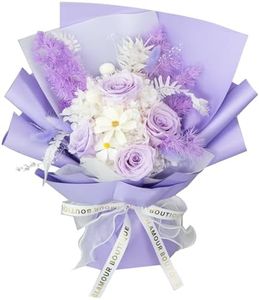 Glamour Boutique Preserved Flowers Bouquet - Forever Flowers Roses in a Box with Hydrangeas & More, Gift Ready for Anniversary, Birthday, Valentine's Day, Mother's Day, Long-Lasting 1-3 Years - Purple