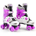Osprey Roller Skates for Kids, Beginners, Adjustable Sizing Quad Skates, 4 Wheel Skates, Durable Safe-Lock Straps, Multiple Colours, UK 10-13, Purple