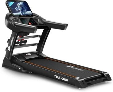 PowerMax Fitness TDA-360 15.6 inch HD Display Touch Screen 6HP Multi-Function Motorised Treadmill with Auto-Lubrication, Auto-Incline, Max User 140kg, Top Speed 18kmph, Speaker, AUX-USB Input