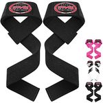 Farabi Sports Weight Lifting Gym Bar Straps No Slip With Modern Gel Flex Grips for Training, Powerlifting, Deadlift, Bodybuilding (Black)