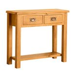 RoselandFurniture Lanner Oak Console Table with Storage | Large Traditional Rustic Waxed Solid Wood 2 Drawers Telephone Table for Hallway or Living Room