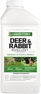 Liquid Fence Deer & Rabbit Repellent Concentrate,Keep Rabbits Out of Garden Patio &Backyard,Use on Gardens Shrubs &Trees, Harmless to Plants &Animals When Used Stored as Directed, 40fl Ounce