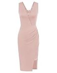 GRACE KARIN Women Sleeveless Evening Party Dresses Wrap Dress Maxi Dresses for Wedding Guest Grey Pink M