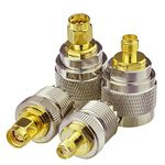 Superbat SMA to UHF Adapter 50ohm UHF Male/Female(PL259/SO239) to SMA Male/Female Coax Cable Adapter 4Pcs Low Loss RF Adapter Kit for Antenna Scanner,Ham Radio, CB Radio, SWR Meter, Dummy Load etc.