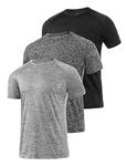 Ullnoy 3 Pack Men's Dry Fit T Shirt Moisture Wicking Athletic Tees Exercise Fitness Activewear Short Sleeves Gym Workout Top Black/Dark Gray/Light Gray M