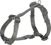 Trixie Premium Dog H-Harness, Made Nylon, Lightweight & Adjustable Straps, Two Snap Buckles on The Belly Strap to Easily Slip Around The Body – (42–60 cm/15 mm, S–M), Graphite