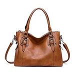 Aileese Womens Handbags Soft Leather Retro Vintage Designer Top-Handle Casual Pocket Ladies Tote Shoulder Bags Brown