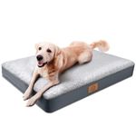 Orthopedic Dog Bed for Large Dogs and Extra Large Dogs, XL Waterproof Dog Bed with Removable Washable Cover & Anti-Slip Bottom, Crate Bed, Deluxe Plush Pet Bed Mat, L-Plus(36"X27"X3"), Grey