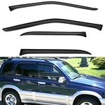 LQQDP 4pcs Front+Rear Smoke Tint Sun/Rain Guard Outside Mount Tape-On Vent Window Visors Compatible with 99-05 Grand Vitara 99-04 Tracker