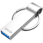 Deeiqeyp USB Memory Sticks 982 GB High Speed USB Stick, USB 3.0 Waterproof USB Flash Drive Portable Pen Drive Thumb Drive for Data Storage/PC/Laptop/Computer/Car, with Keyring, Silver