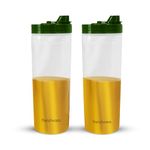 Frenchware Oil Dispenser (Pack of 2, 1 Litre Each) 100% Food-Grade, BPA-Free Plastic, Ideal for Storing & Pouring Liquids, Cooking Oils, Refined Oils, Olive Oil, Vinegar, Soy Sauce (Glossy Green)